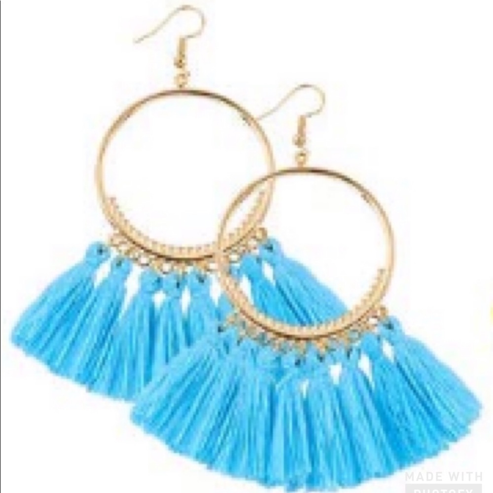 Blue fringe hoops